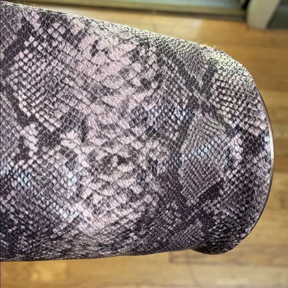 Ulta Beauty Pink & Grey Snakeskin Pattern Clutch with Rose Gold Tassel Detail